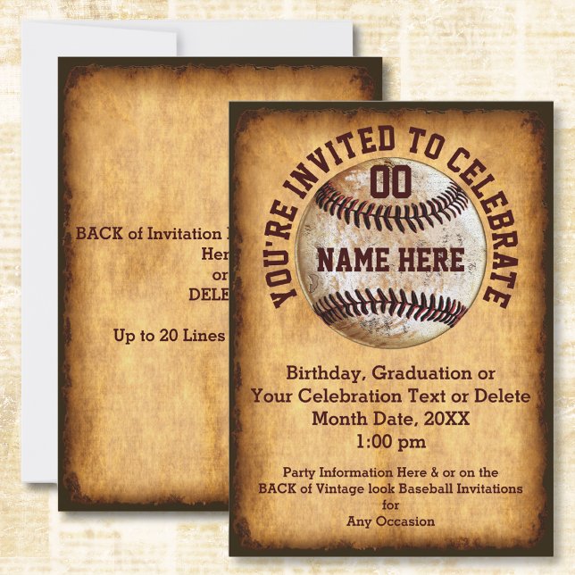 Convite de Beisebol Personalizado para Qualquer Oc (Personalized, baseball birthday invitations or baseball theme graduation party. Baseball Invitations)