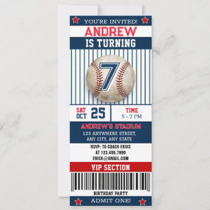Convite de beisebol pessoal estilo ingresso para m