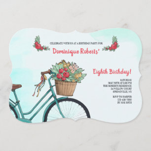 Convite de Bicicleta Com Flores