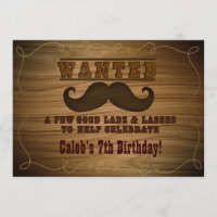 Convite de Bigode de Cowboy Selvagem Ocidental Pro