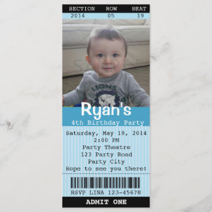 Convite de Bilhete (Azul) com Foto - Teatro/Cinema