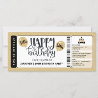 Convite de Bilhete de Aniversário de 50 anos Black