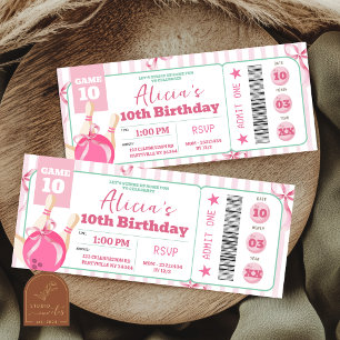 Convite de Bilhete de Aniversário de Boliche com A