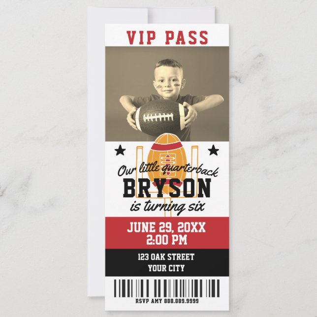 Convite de Bilhete de Aniversário de Futebol (Frente)