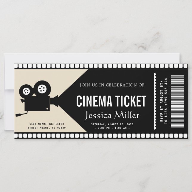 Convite de bilhete de cinema (Frente)