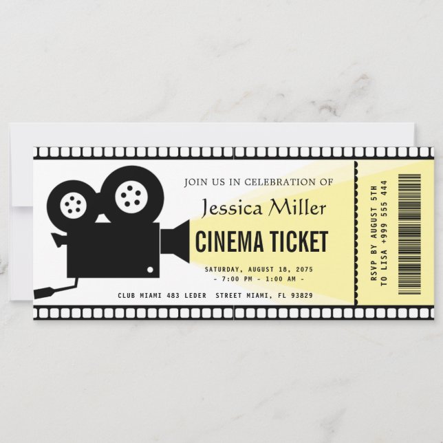 Convite de bilhete de cinema (Frente)