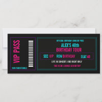 Convite de Bilhete de Concerto de Aniversário VIP