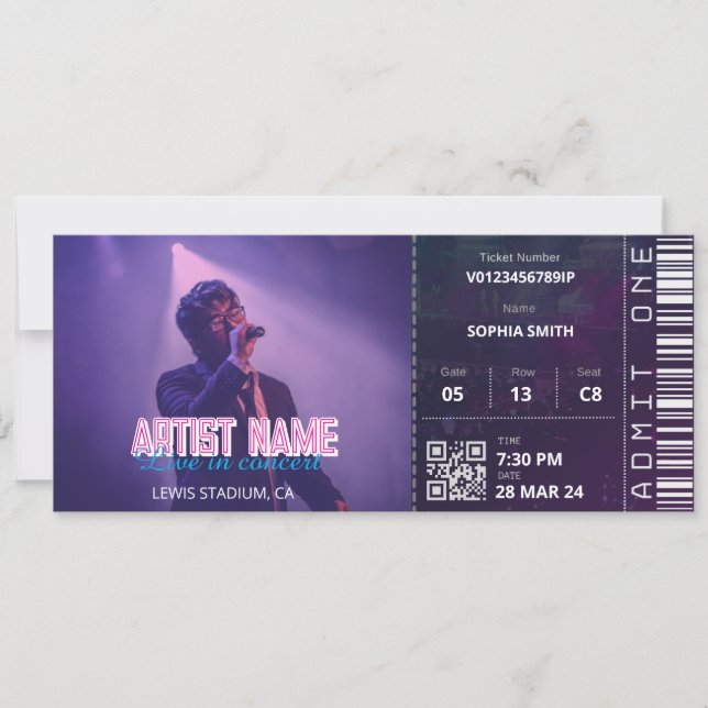 Convite de Bilhete de Concerto Personalizado Event (Frente)