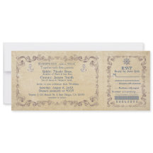Convite de Bilhete de Cruzeiro Vintage Casamento N