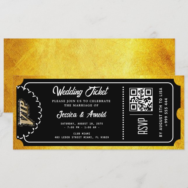 Convite de Bilhete de Festa de Bodas de Ouro (Frente/Verso)