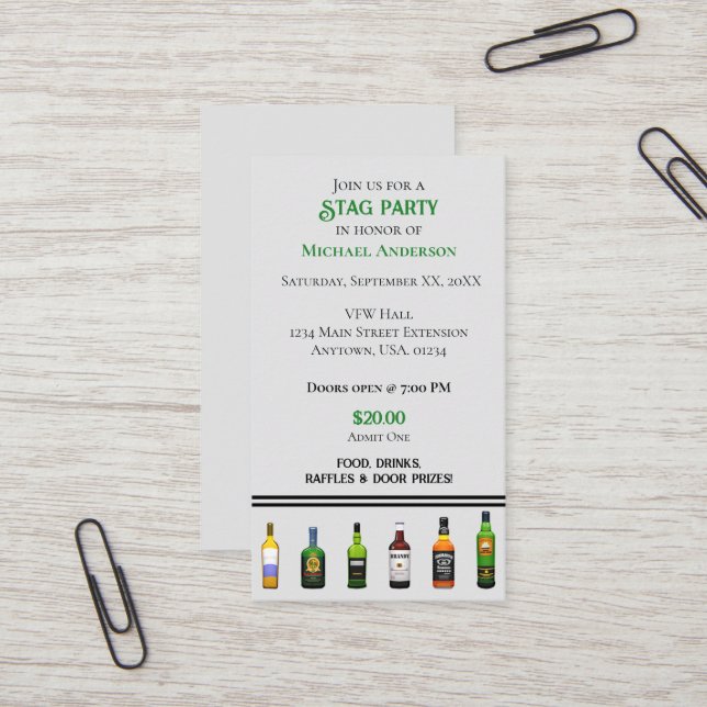 Convite de Bilhete de Festa de Garrafa Liquidez (Frente/Verso In Situ)