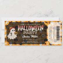 Convite de Bilhete de Festa de Halloween Assustado