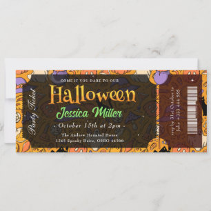 Convite de Bilhete de Festa de Halloween Assustado