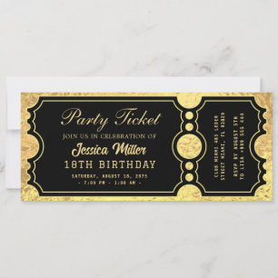 Convite de Bilhete de Festa Dourado