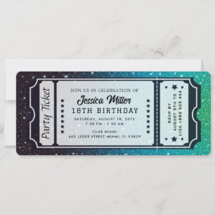 Convite de Bilhete de Festa Dourado