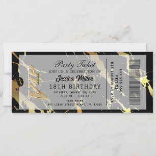 Convite de Bilhete de Festa Dourado