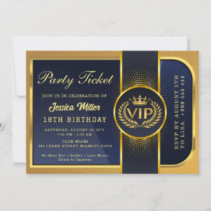 Convite de Bilhete de Festa Dourado