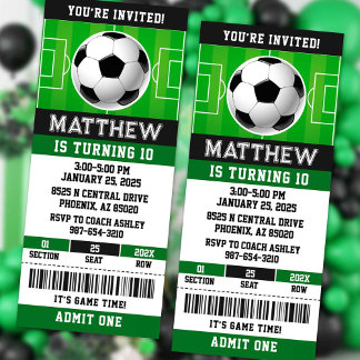 Convite de Bilhete de Futebol de Aniversário