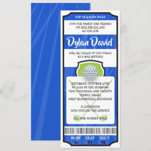 CONVITE DE BILHETE DE GOLFE Bar Bat Mitzvah