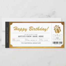 Convite de Bilhete de Presente de Ouro para Show S