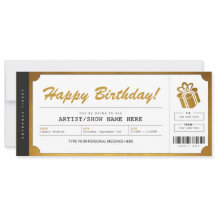 Convite de Bilhete de Presente de Ouro para Show S