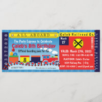 Convite de Bilhete de Trem de Viagem para Festa de