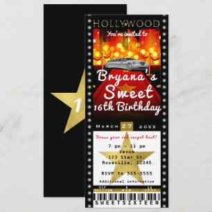 Convite de Bilhete para Festa VIP do Tapete Vermel