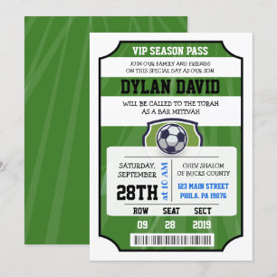CONVITE DE BILHETE VIP DE FUTEBOL Bar Mitzvah