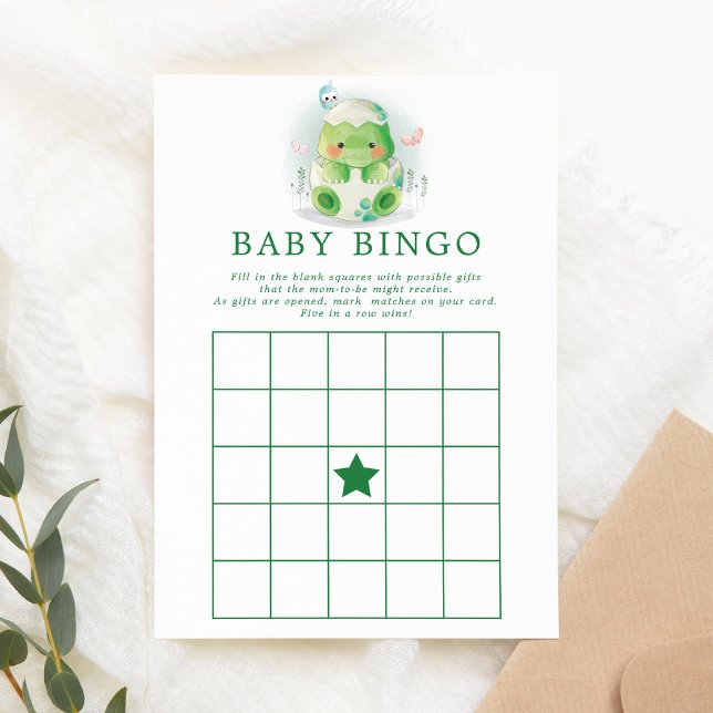 Convite de Bingo de Bebê Aquarela Ovo de Dinossaur (Criador carregado)