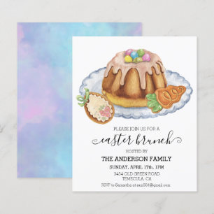 Convite de Biscoito de Bolo de Aquarela para Brunc