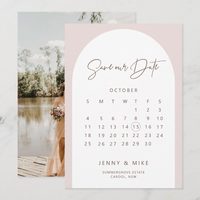 Convite de Boas Festas de Calendário de Arco Boho (Frente/Verso)