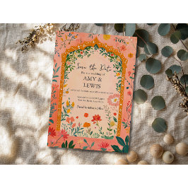Convite de Boas Festas de Verão Rosa Floral Boho