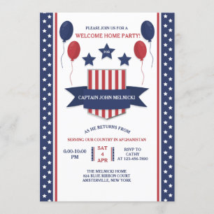 Convite de Boas-Vindas Vermelho, Branco e Azul