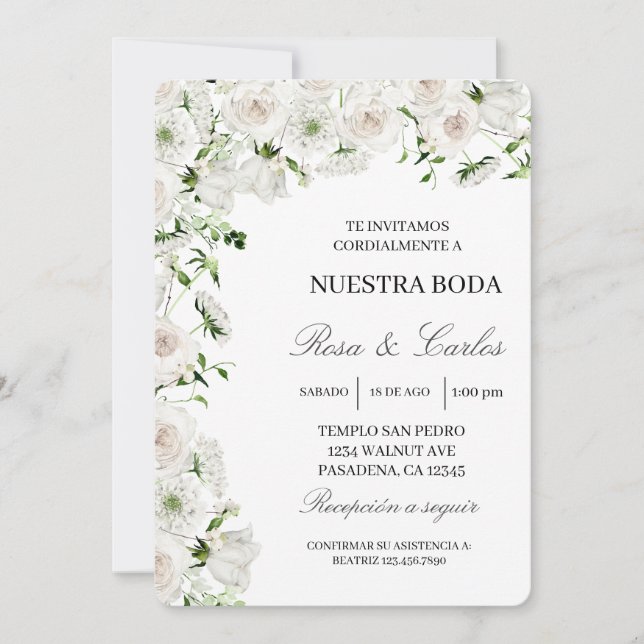 Convite de boda de flor hortensia (Frente)