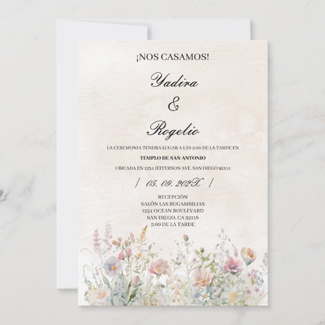 Convite de boda de flor silvestre (Frente)