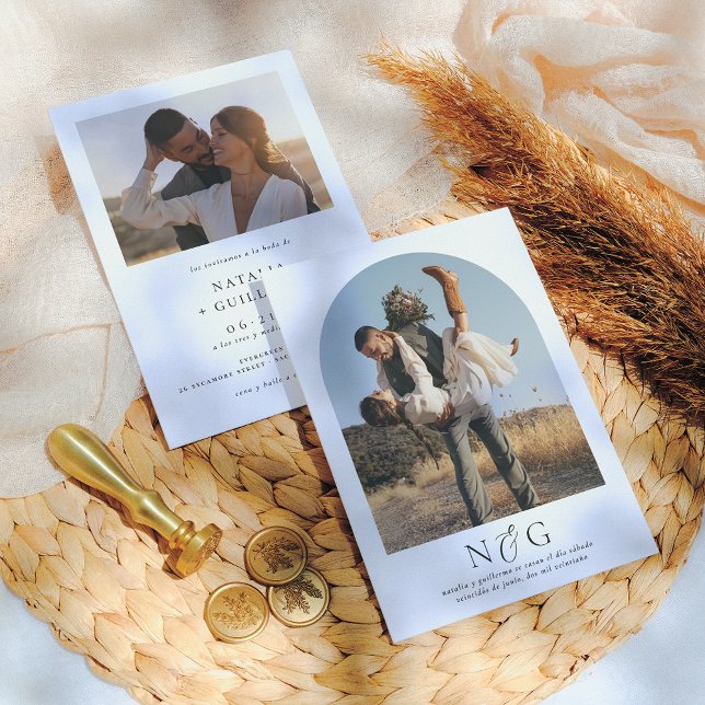 Convite de Boda Elegantes y Modernas 2 Fotos (Criador carregado)