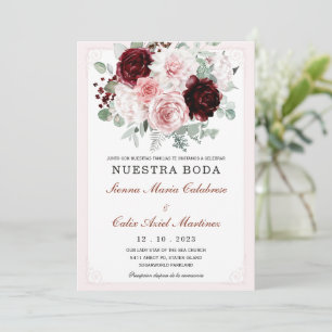 Convite De Boda Floral Elegante Con Rosas