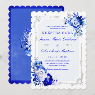 Convite De Boda Originales y Elegantes en Azul Rey