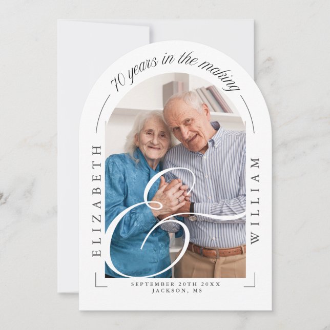 Convite de Bodas de Casamento de 70 Anos com Calig (Frente)