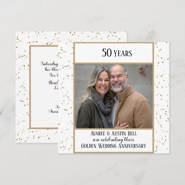 Convite de Bodas de Ouro 50ª Foto (Frente/Verso)