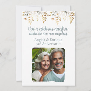 Convite de bodas de ouro de 50 anos com foto