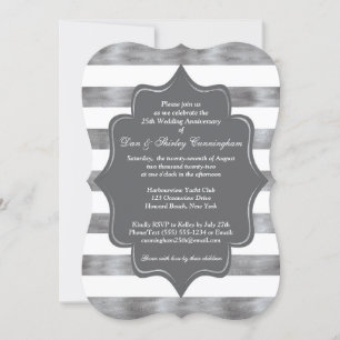 Convite de Bodas de Prata - Branco, Cinza