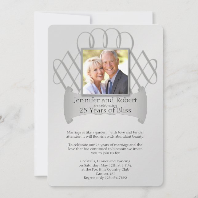 Convite de Bodas de Prata do Rolo de 25º Casamento (Frente)
