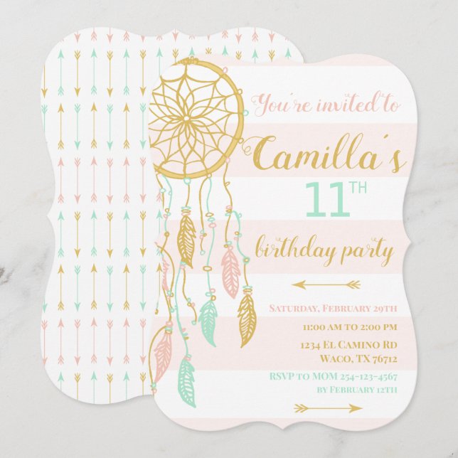 Convite de Boho Dream Catcher (Frente/Verso)