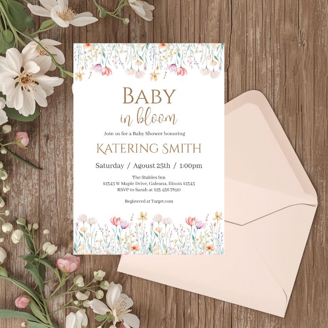 Convite de Boho floral para Baby Shower Menina (Criador carregado)