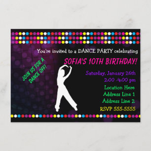 Convite de Bola de Discoteca da Festa Just Dance P