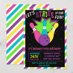 Convite de Boliche Cósmico para Festa de Aniversár