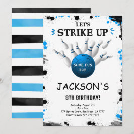 Convite de boliche editável azul