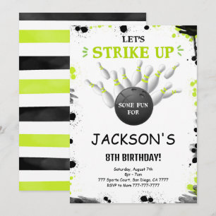 Convite de Boliche Editável Preto