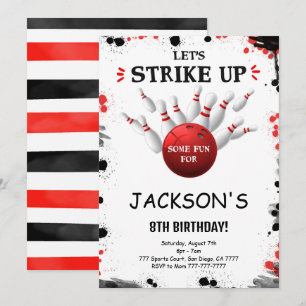 Convite de Boliche Editável Preto